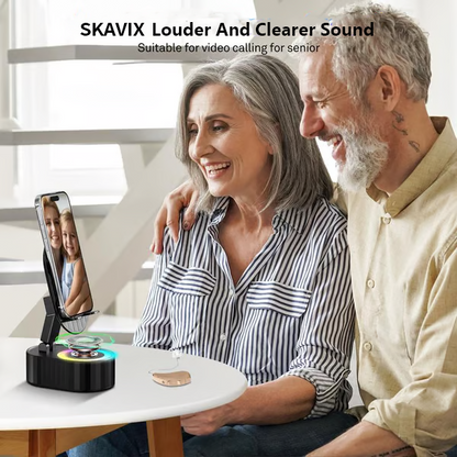 SKAVIX™ 2025 Smart 4-in-1 Phone Stand — Induction Speaker, Power Bank & Ambient Light
