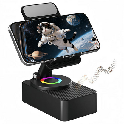 SKAVIX™ 2025 Smart 4-in-1 Phone Stand — Induction Speaker, Power Bank & Ambient Light
